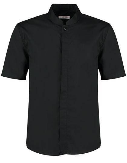 Epic Label Chemises Bargear Kk122 Pour Hommes Tailored Fit Bar Shirt Mandarin Collar Short Sleeve