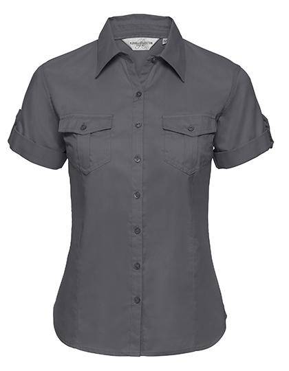 Epic Label Chemises Russell Collection R-919F-0 Chemise Manches Courtes Retroussables en Coton Sergé Femme