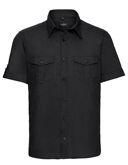 Epic Label Chemises Russell Collection R-919M-0 Chemise Manches Courtes Retroussables en Coton Sergé Homme