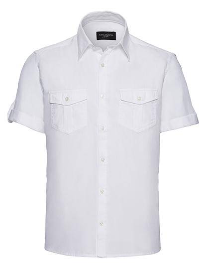 Epic Label Chemises Russell Collection R-919M-0 Chemise Manches Courtes Retroussables en Coton Sergé Homme