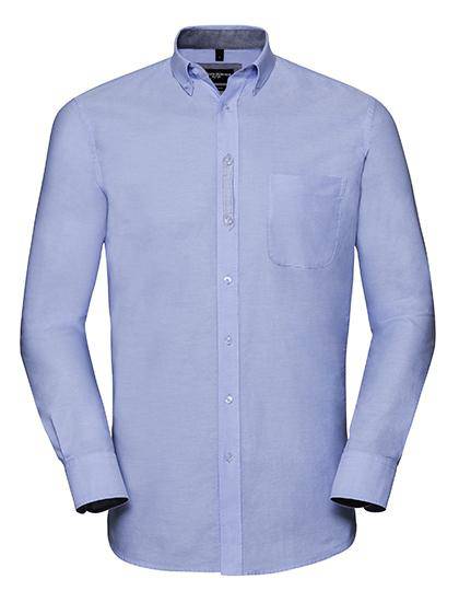 Epic Label Chemises Russell Collection R-920M-0 Long Sleeve Tailored Washed Oxford Shirt Pour Homme