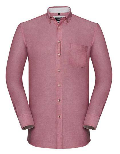 Epic Label Chemises Russell Collection R-920M-0 Long Sleeve Tailored Washed Oxford Shirt Pour Homme