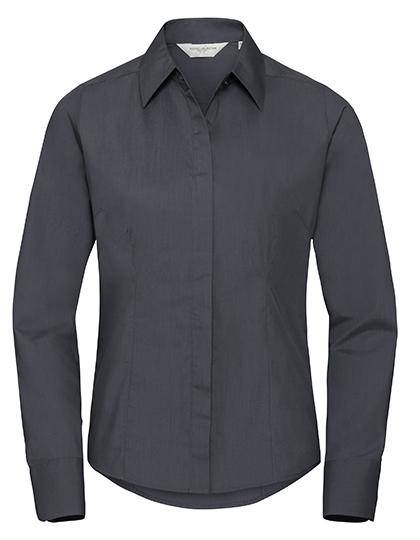 Epic Label Chemises Russell Collection R-924F-0 Long Sleeve Fitted Polycotton Poplin Shirt Pour Femme