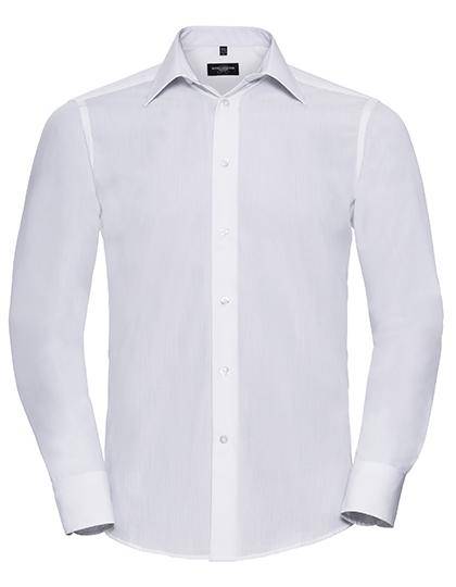 Epic Label Chemises Russell Collection R-924M-0 Long Sleeve Tailored Polycotton Poplin Shirt Pour Homme