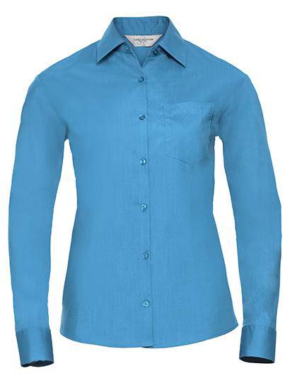 Epic Label Chemises Russell Collection R-934F-0 Chemise en Popeline Polyester Coton Classique Manches Longues Femme
