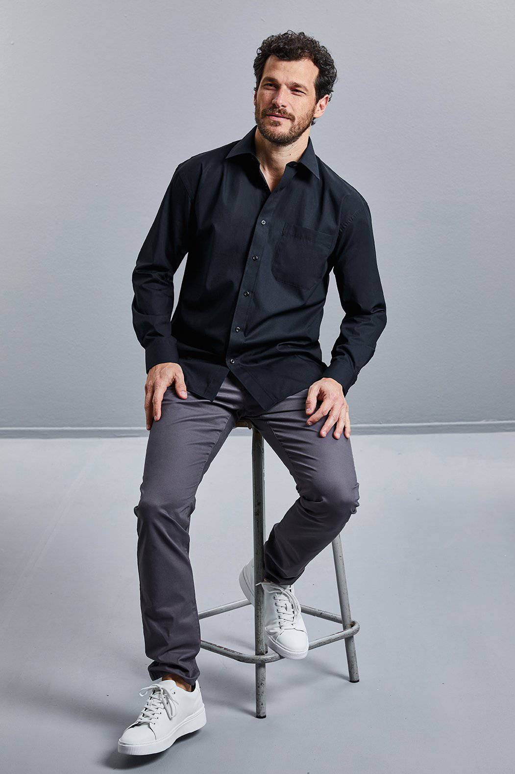Epic Label Chemises Russell Collection R-936M-0 Chemise en Popeline Coton Classique Manches Longues Homme