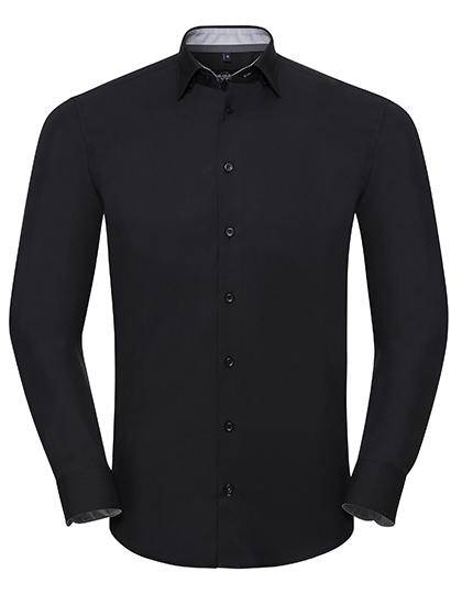 Epic Label Chemises Russell Collection R-966M-0 Long Sleeve Tailored Contrast Ultimate Stretch Shirt Pour Homme