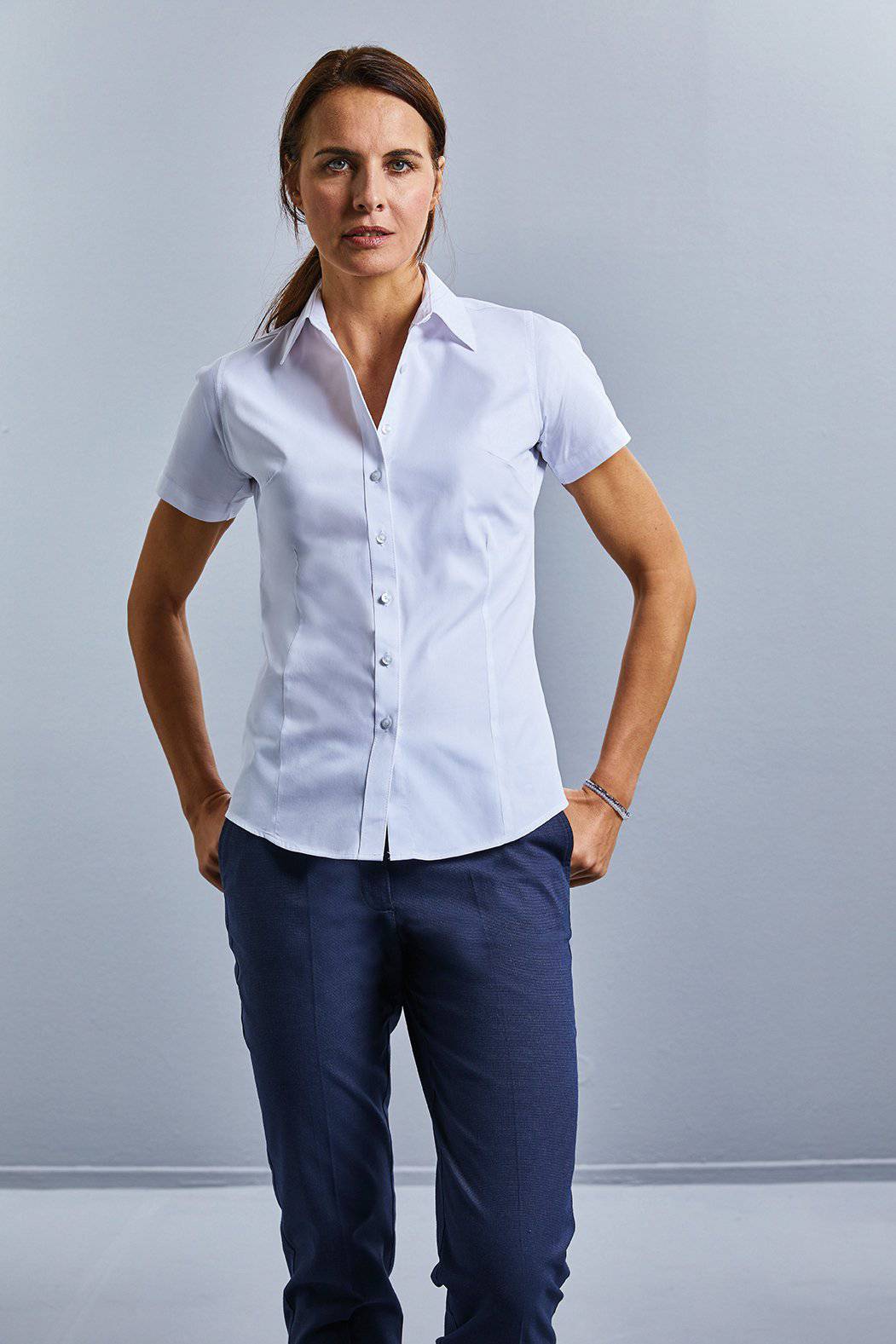 Epic Label Chemises Russell Collection R-973F-0 Short Sleeve Tailored Coolmax Shirt Pour Femme