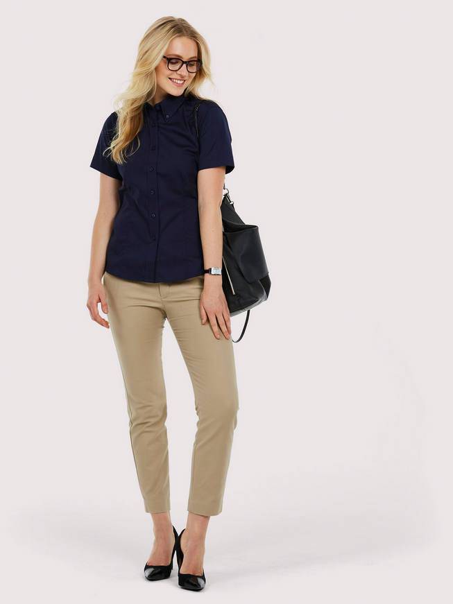 Epic Label Chemises Uneek Clothing UC704 Ladies Pinpoint Oxford Half Sleeve Shirt Femme