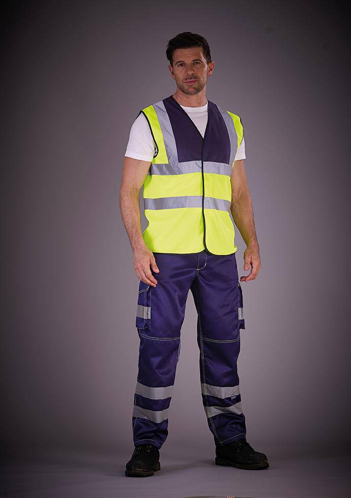 Epic Label Pantalons Yoko Hv018T High Visibility Cargo Trousers With Knee Pad Pockets