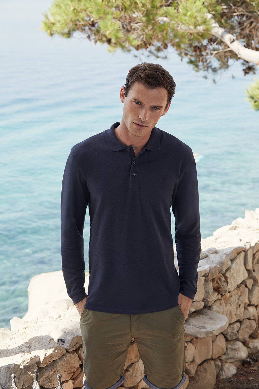 Epic Label Polos Fruit Of The Loom 633100 Polo Haut De Gamme À Manches Longues Pour Homme