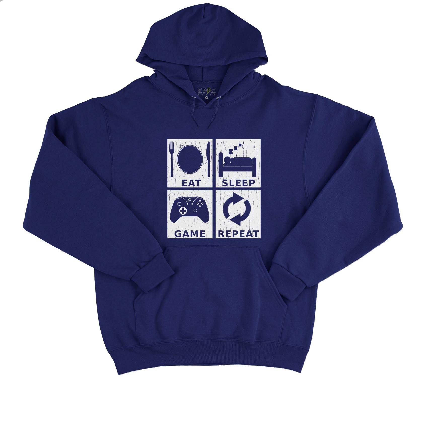 Epic Label Sweat à capuche Eat Sleep Game Repeat Design Sweat à Capuche Pour Homme