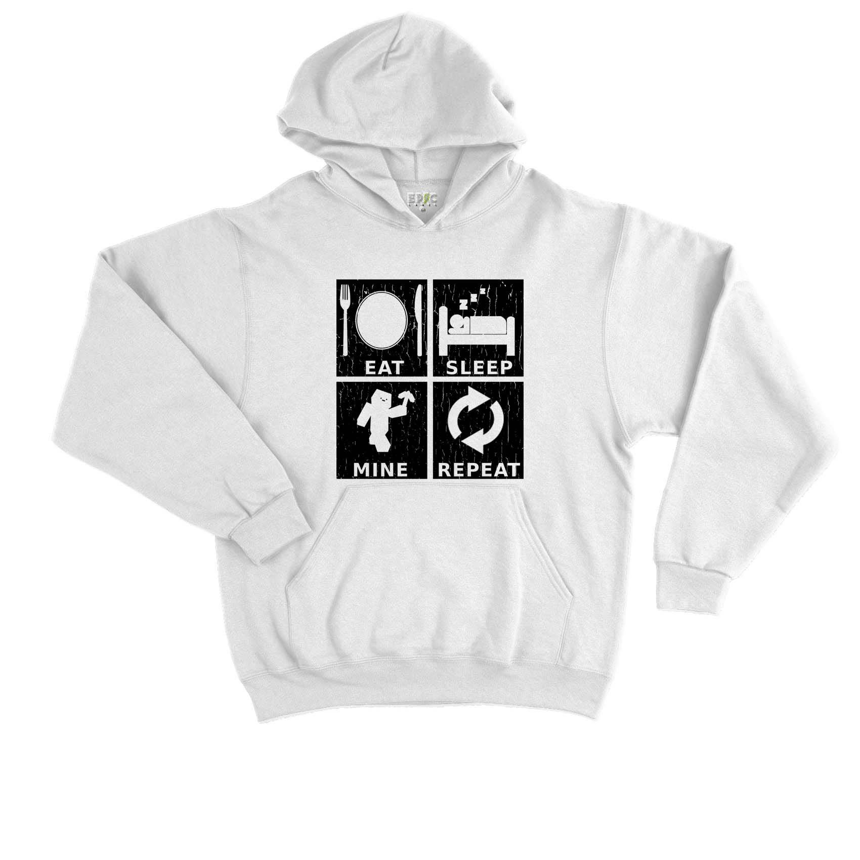 Epic Label Sweat à capuche Eat Sleep Mine Repeat Vintage Sweat à Capuche Enfant