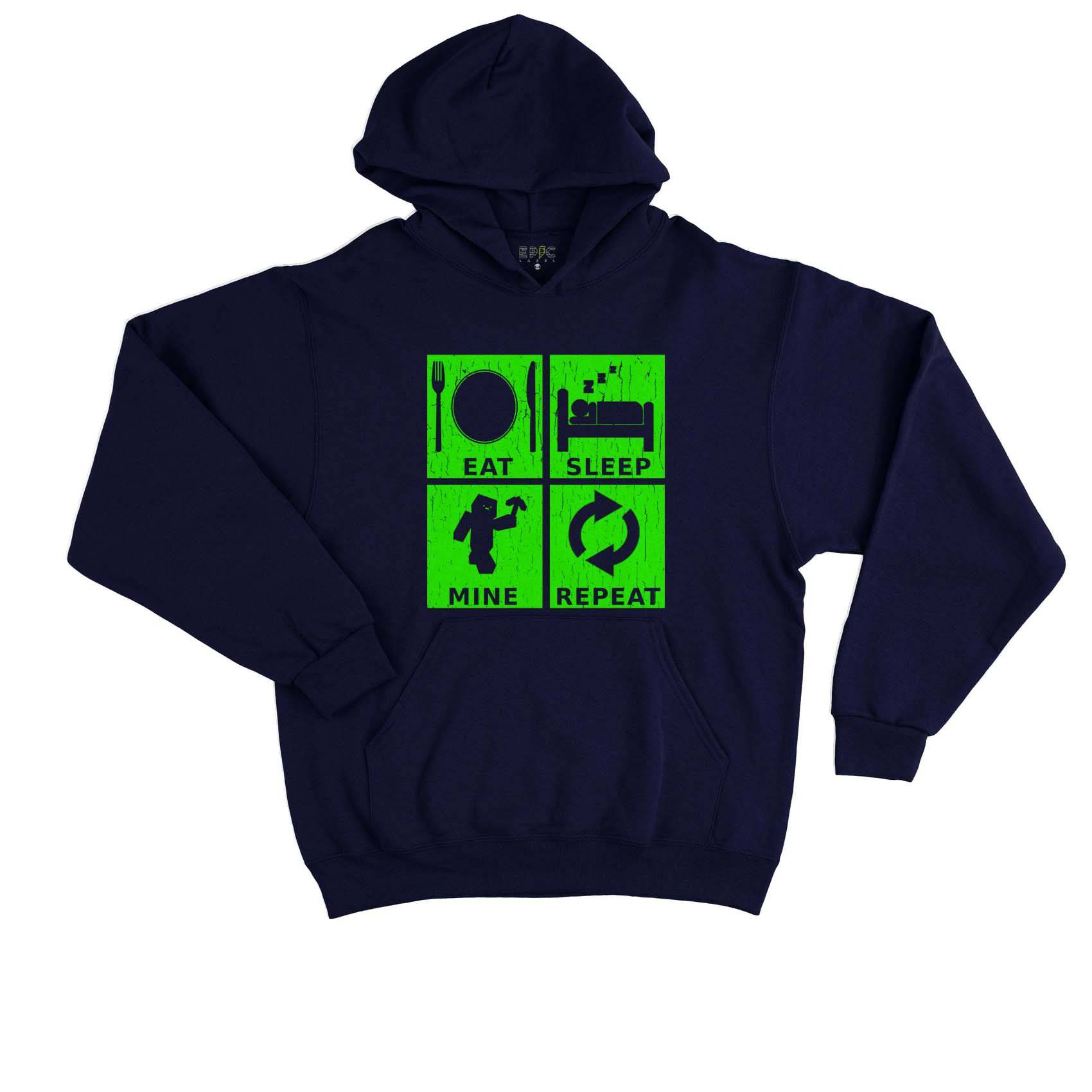 Epic Label Sweat à capuche Eat Sleep Mine Repeat Vintage Sweat à Capuche Enfant