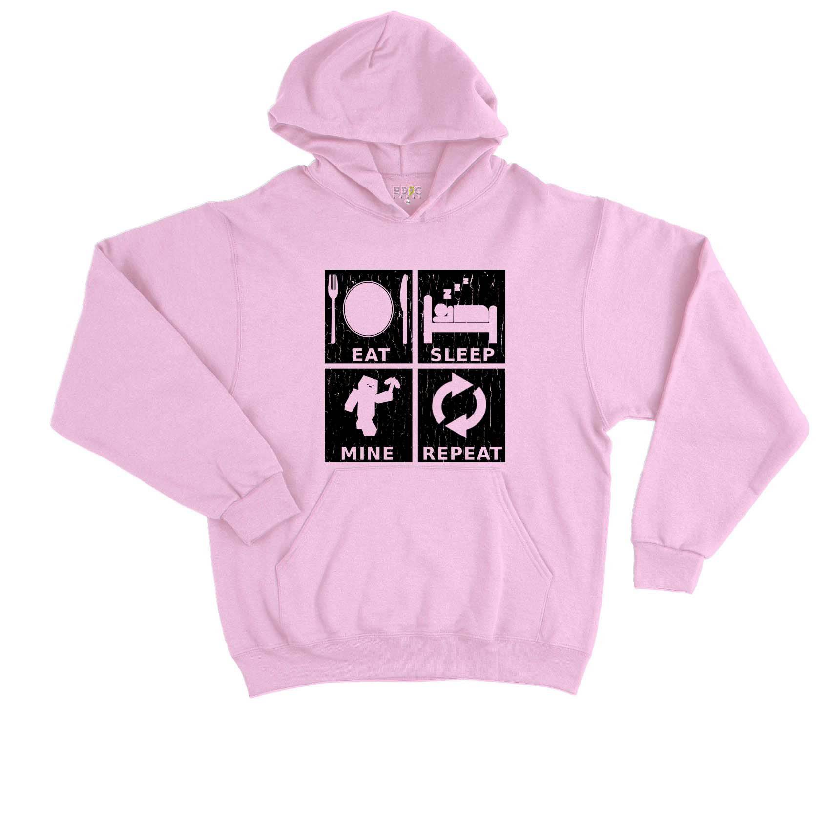 Epic Label Sweat à capuche Eat Sleep Mine Repeat Vintage Sweat à Capuche Enfant