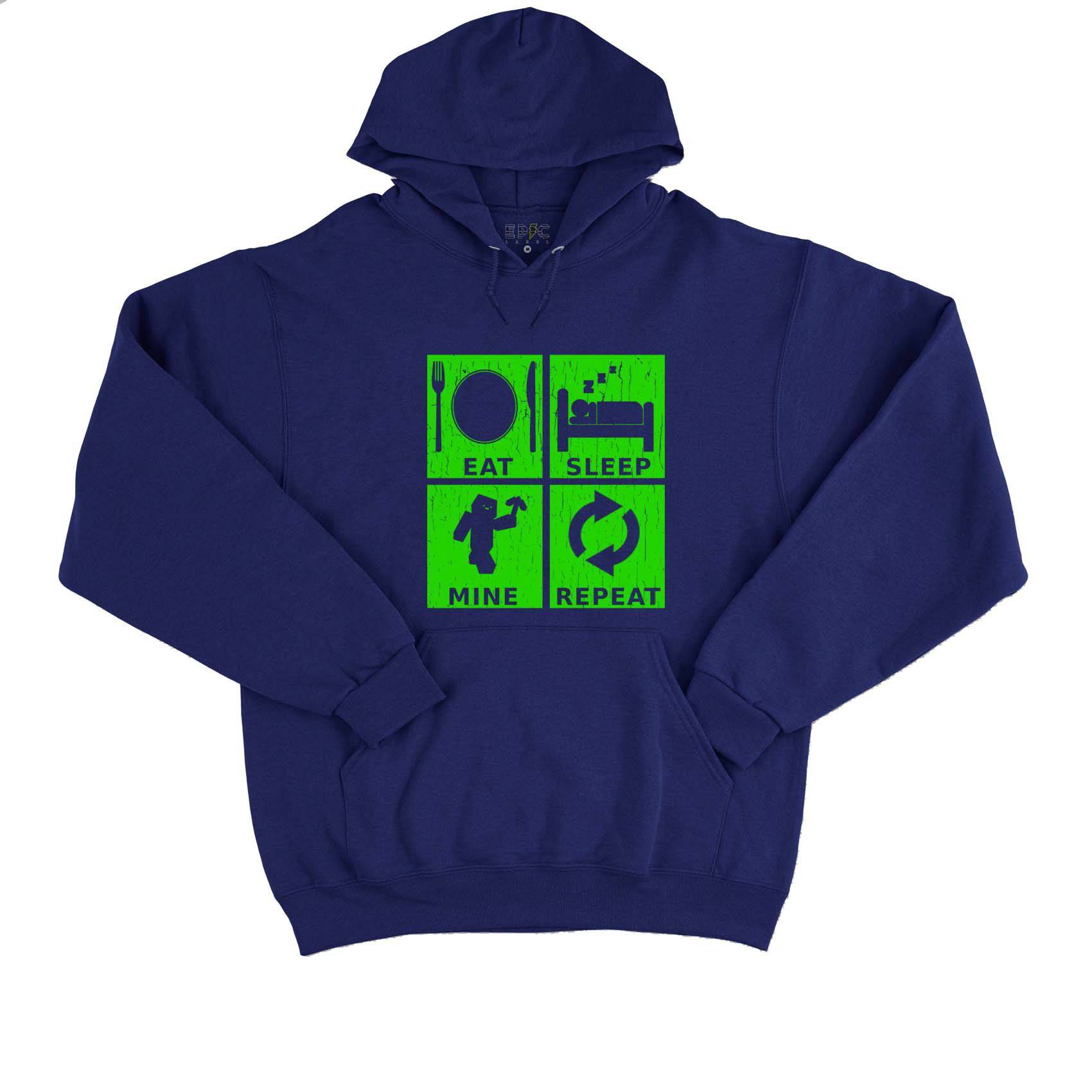 Epic Label Sweat à capuche Eat Sleep Mine Repeat Vintage Sweat à Capuche Pour Homme