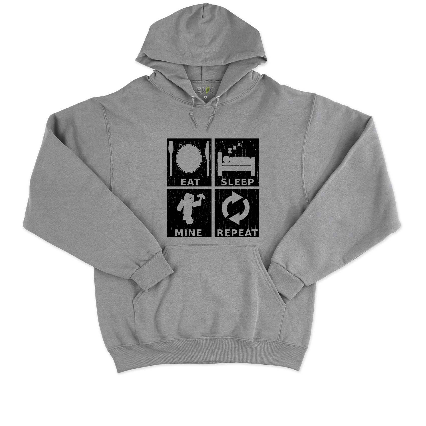 Epic Label Sweat à capuche Eat Sleep Mine Repeat Vintage Sweat à Capuche Pour Homme