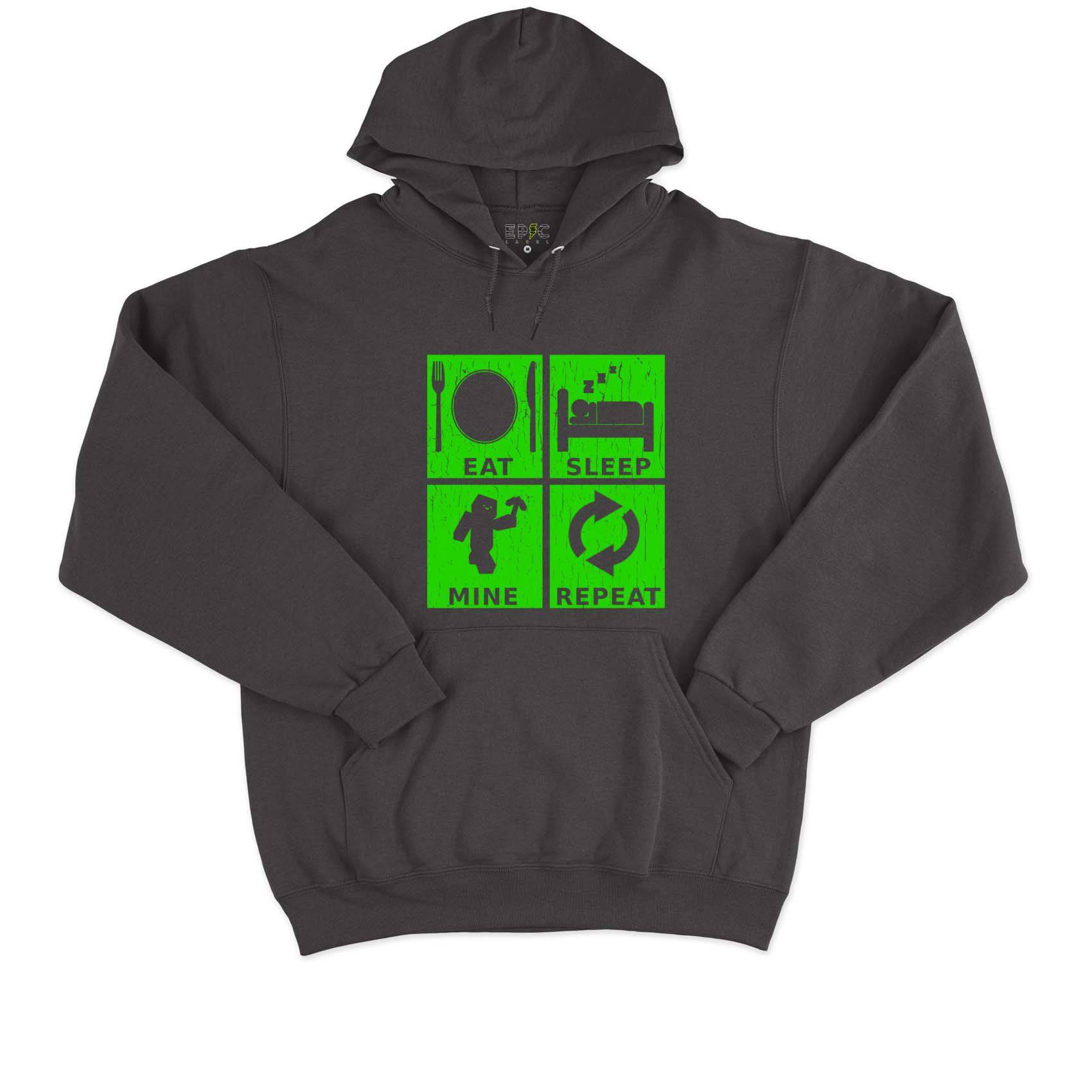 Epic Label Sweat à capuche Eat Sleep Mine Repeat Vintage Sweat à Capuche Pour Homme