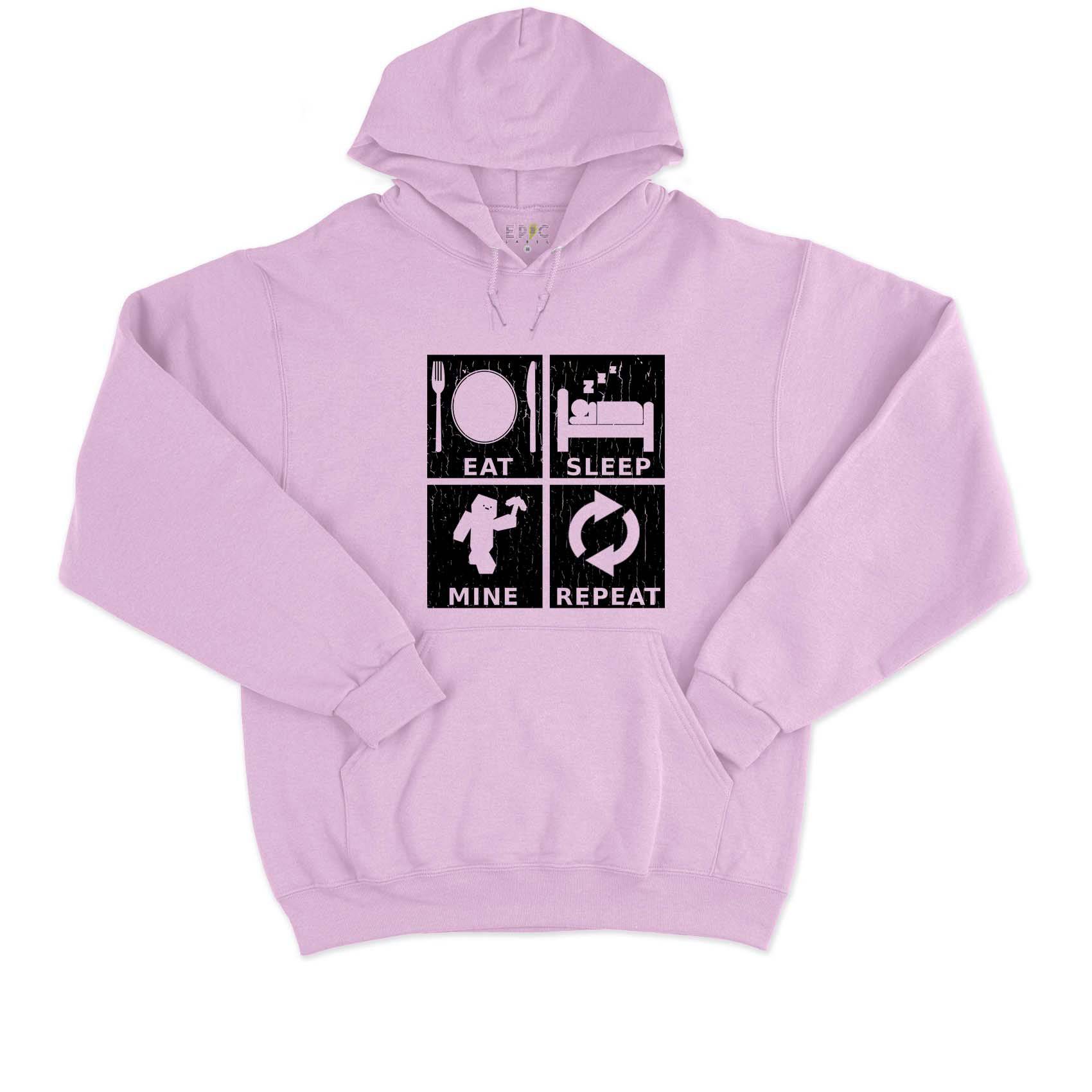 Epic Label Sweat à capuche Eat Sleep Mine Repeat Vintage Sweat à Capuche Pour Homme