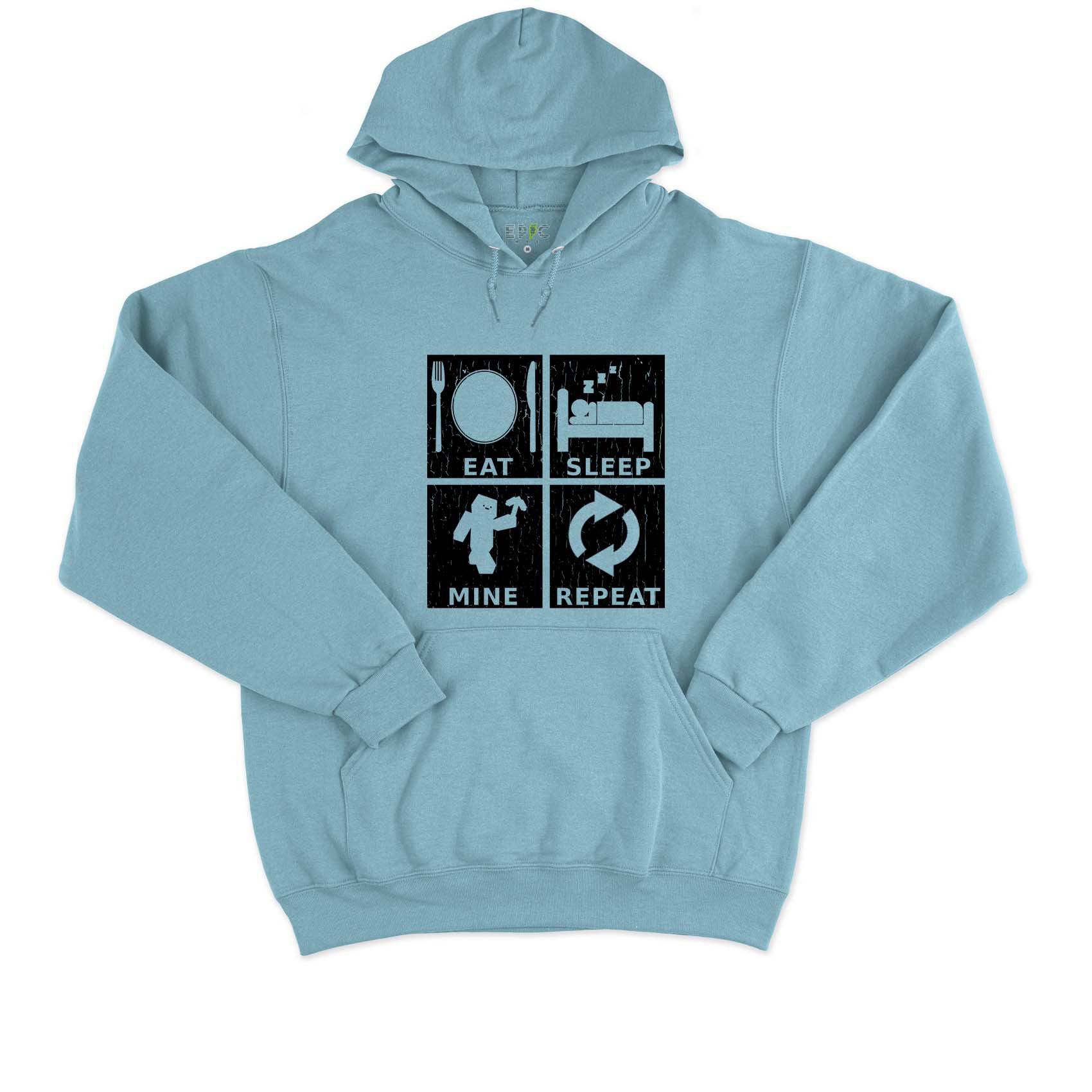 Epic Label Sweat à capuche Eat Sleep Mine Repeat Vintage Sweat à Capuche Pour Homme