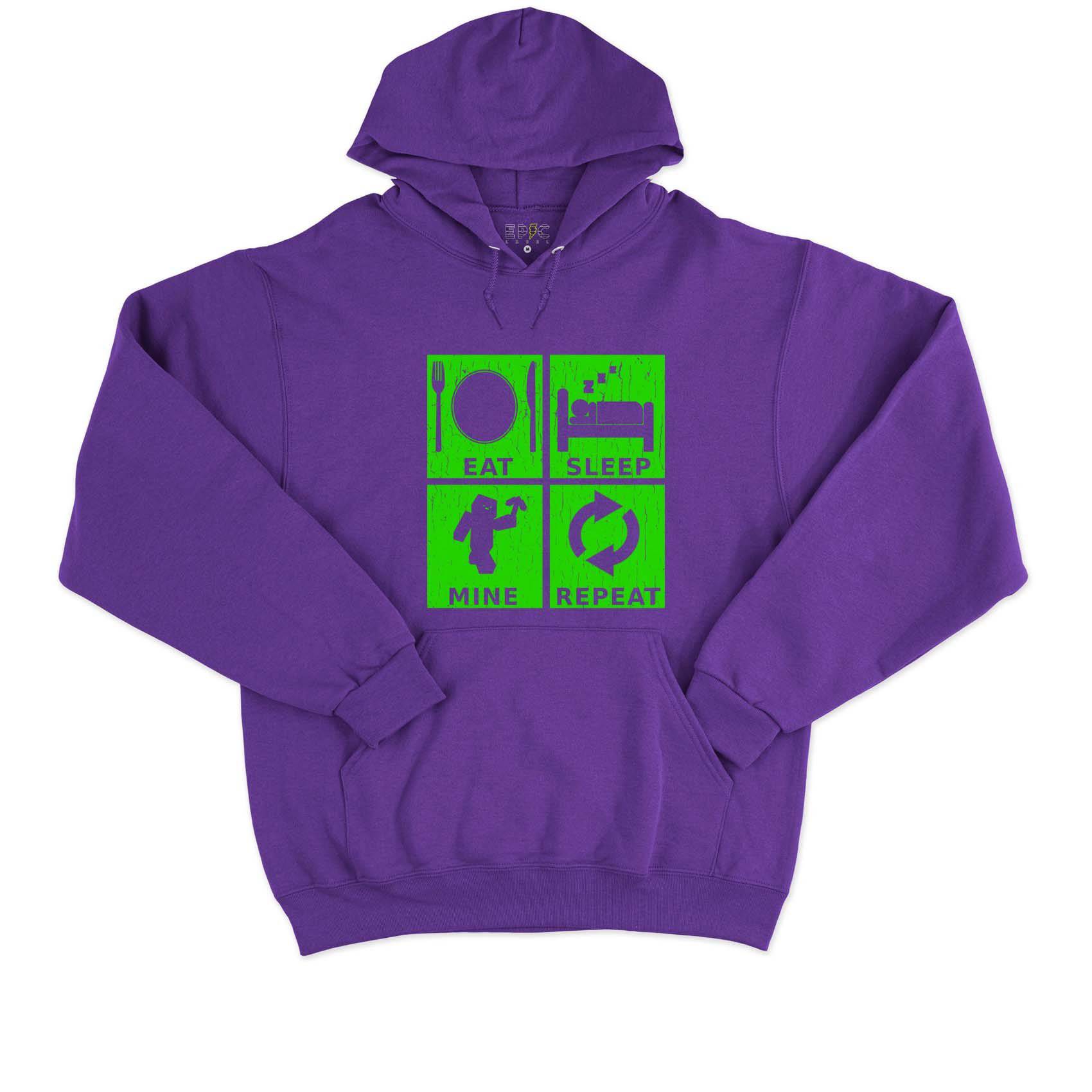 Epic Label Sweat à capuche Eat Sleep Mine Repeat Vintage Sweat à Capuche Pour Homme