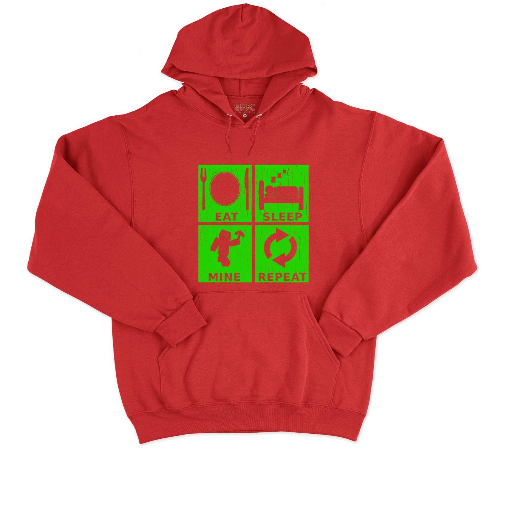Epic Label Sweat à capuche Eat Sleep Mine Repeat Vintage Sweat à Capuche Pour Homme