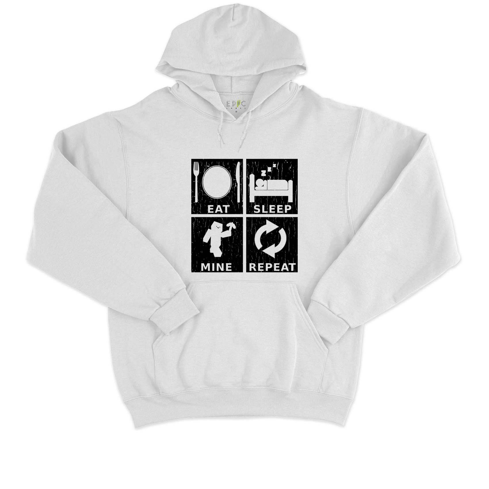 Epic Label Sweat à capuche Eat Sleep Mine Repeat Vintage Sweat à Capuche Pour Homme