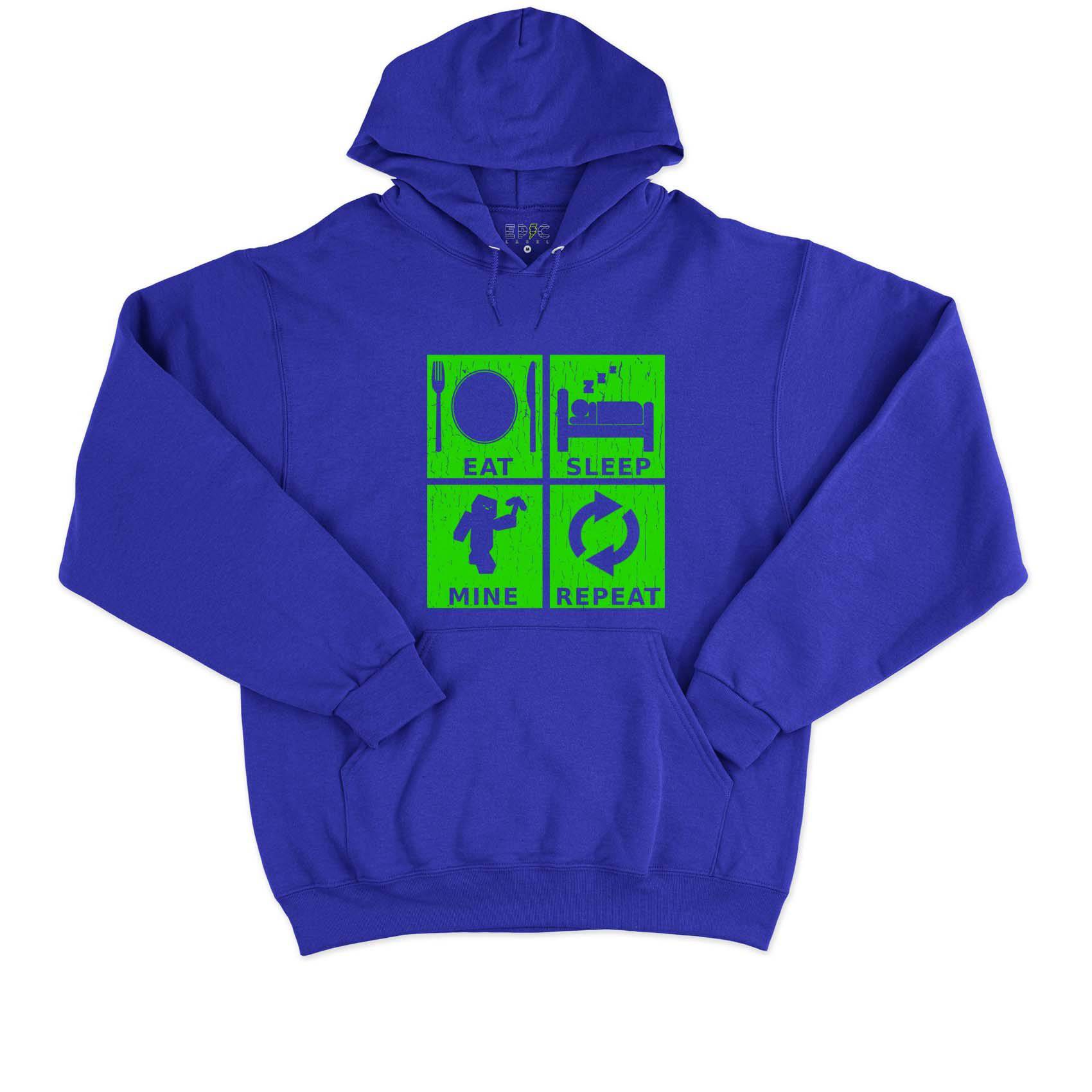 Epic Label Sweat à capuche Eat Sleep Mine Repeat Vintage Sweat à Capuche Pour Homme