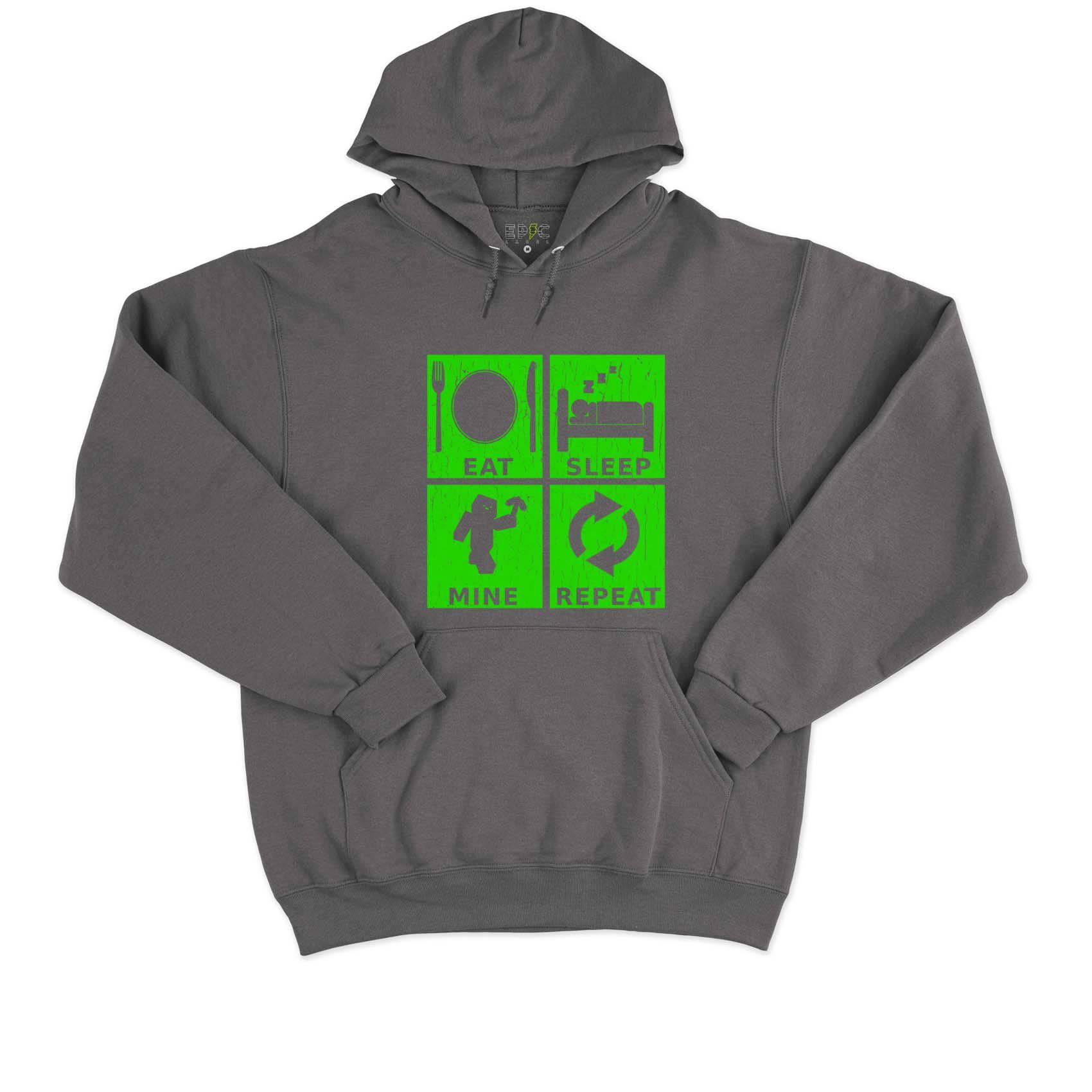 Epic Label Sweat à capuche Eat Sleep Mine Repeat Vintage Sweat à Capuche Pour Homme