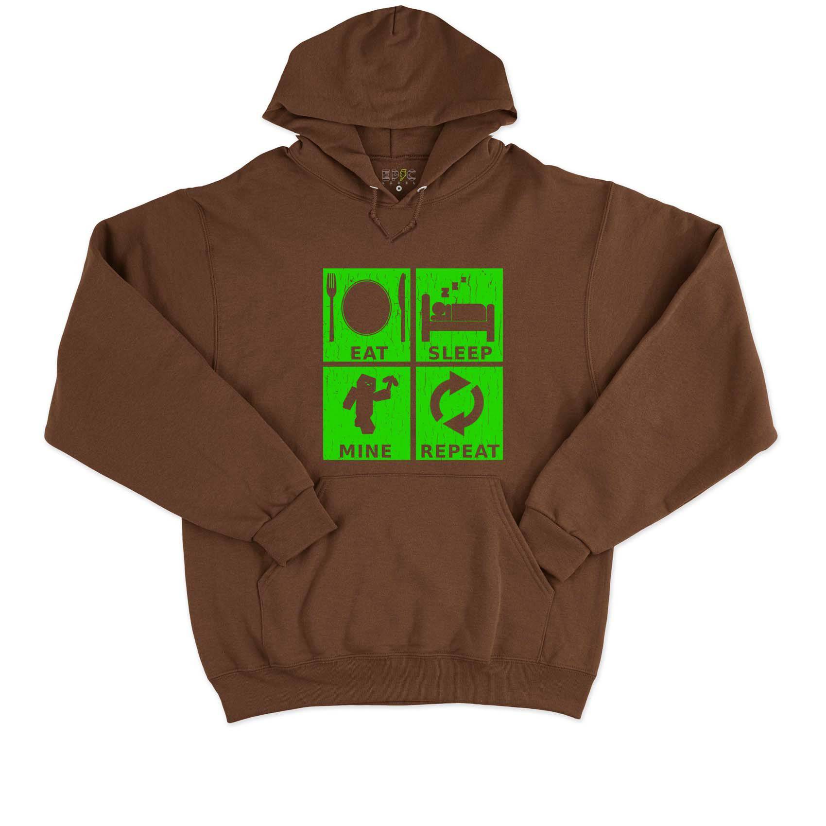 Epic Label Sweat à capuche Eat Sleep Mine Repeat Vintage Sweat à Capuche Pour Homme