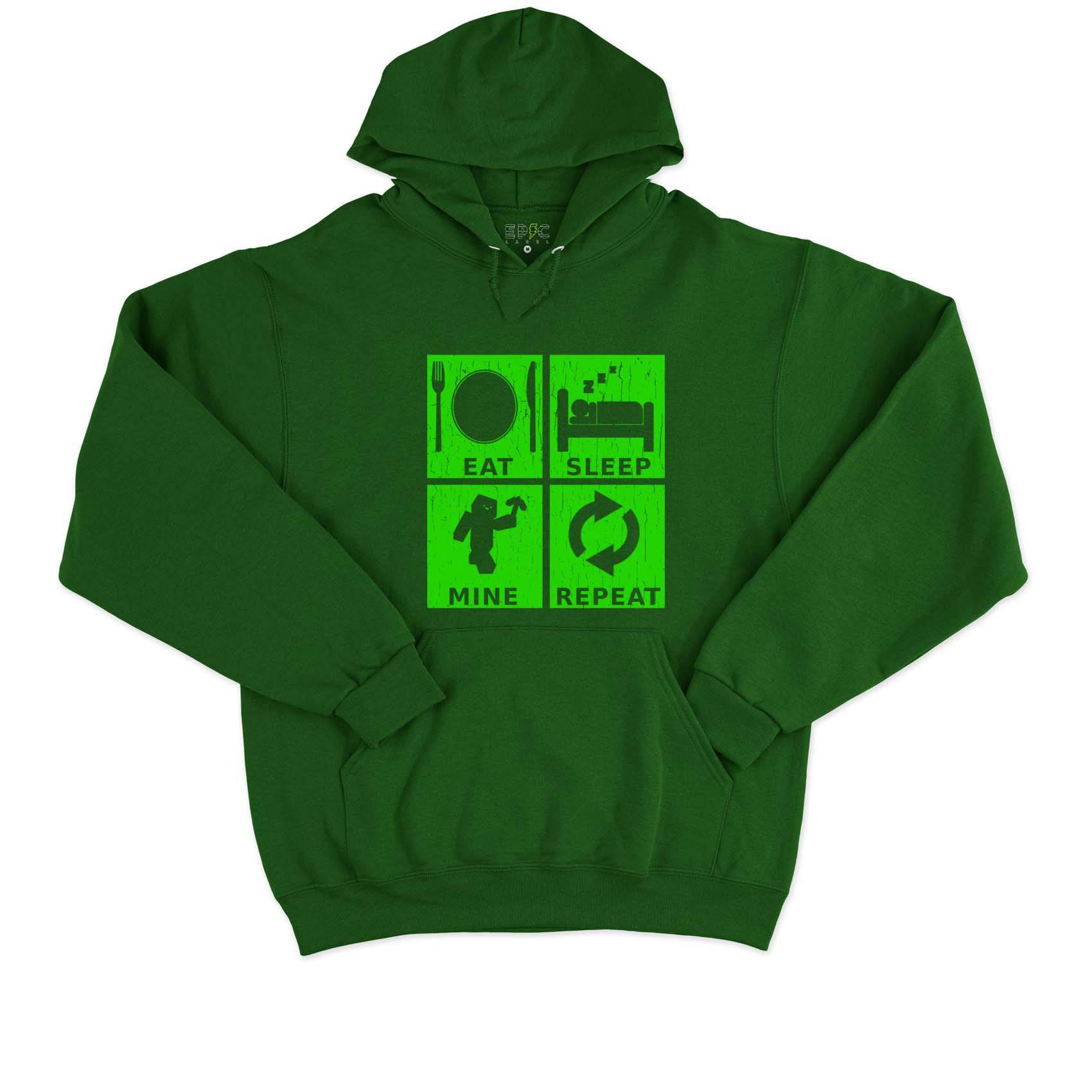 Epic Label Sweat à capuche Eat Sleep Mine Repeat Vintage Sweat à Capuche Pour Homme