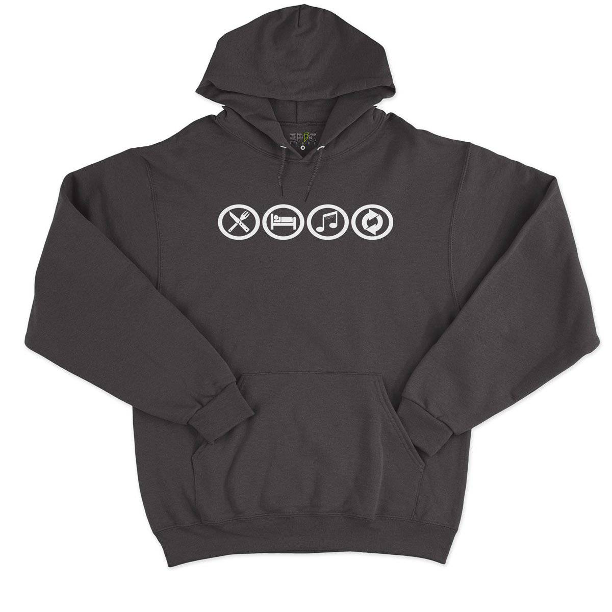 Epic Label Sweat à capuche Eat Sleep Music Repeat Sweat à Capuche Pour Homme
