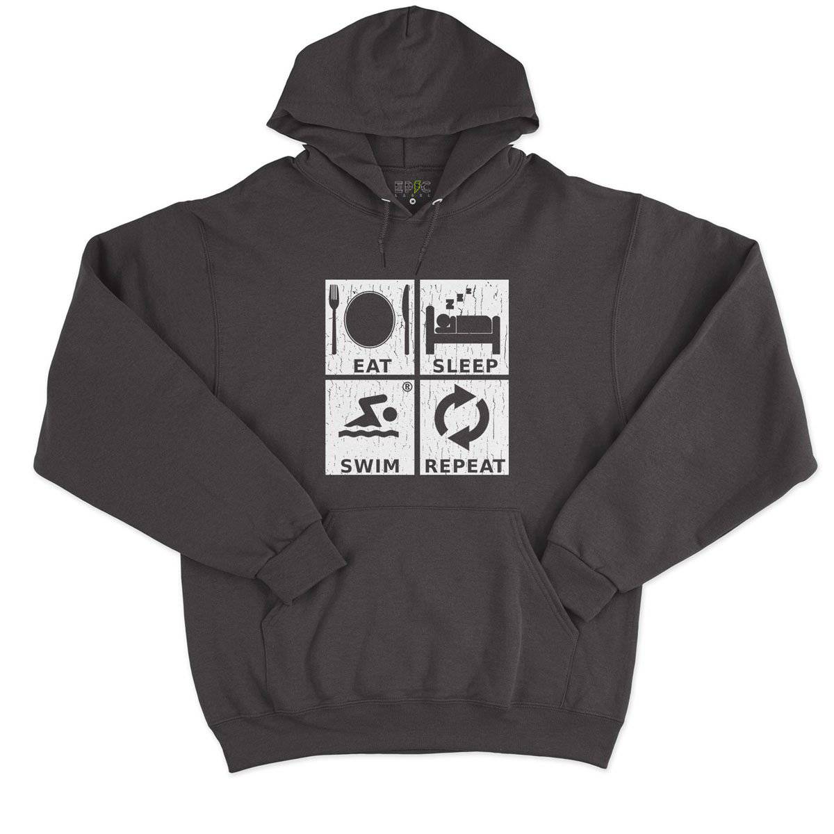 Epic Label Sweat à capuche Eat Sleep Swim Repeat Sweat à Capuche Pour Homme