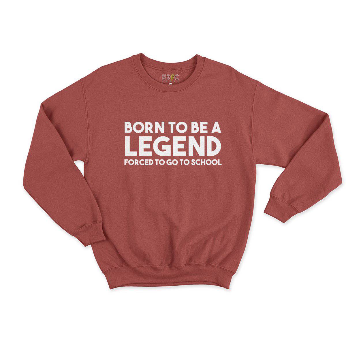 Epic Label Sweatshirt Born To Be A Legend Forced To Go To School Vintage Sweat Enfant