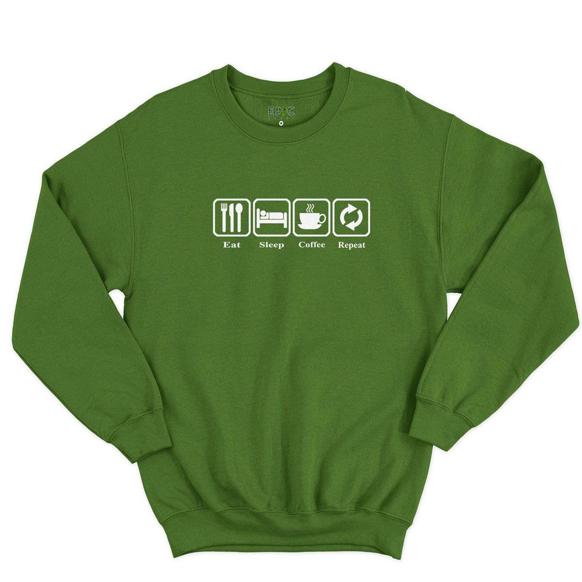 Epic Label Sweatshirt Eat Sleep Coffee Repeat Sweat-shirt Pour Homme