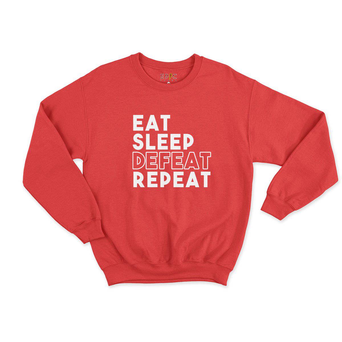 Epic Label Sweatshirt Eat Sleep Defeat Repeat Design Sweat Enfant