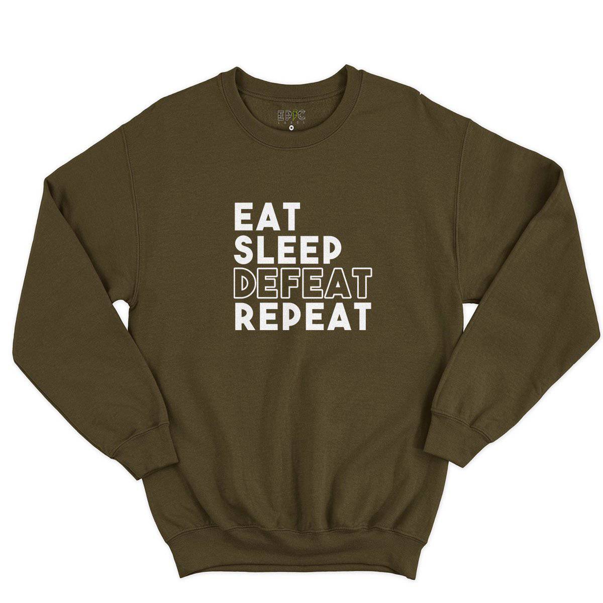 Epic Label Sweatshirt Eat Sleep Defeat Repeat Design Sweat-shirt Pour Homme