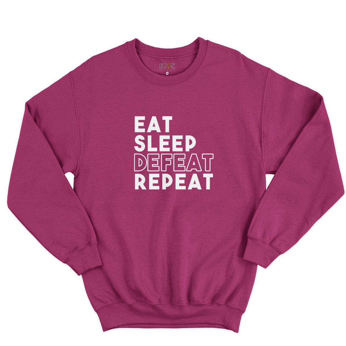 Epic Label Sweatshirt Eat Sleep Defeat Repeat Design Sweat-shirt Pour Homme