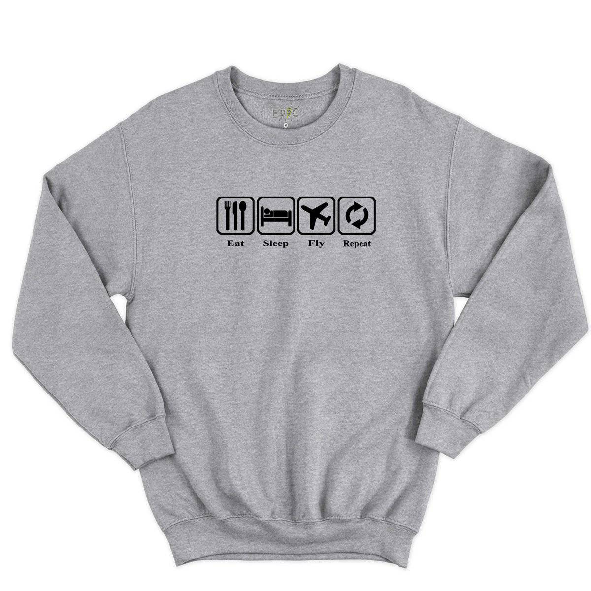 Epic Label Sweatshirt Eat Sleep Fly Repeat Sweat-shirt Pour Homme