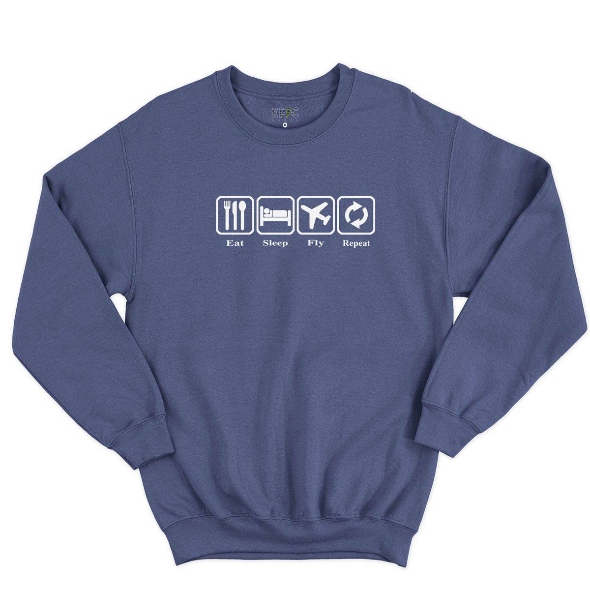Epic Label Sweatshirt Eat Sleep Fly Repeat Sweat-shirt Pour Homme
