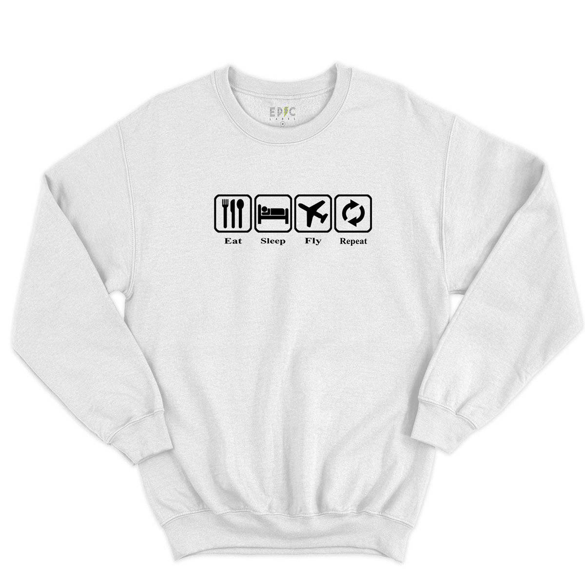 Epic Label Sweatshirt Eat Sleep Fly Repeat Sweat-shirt Pour Homme