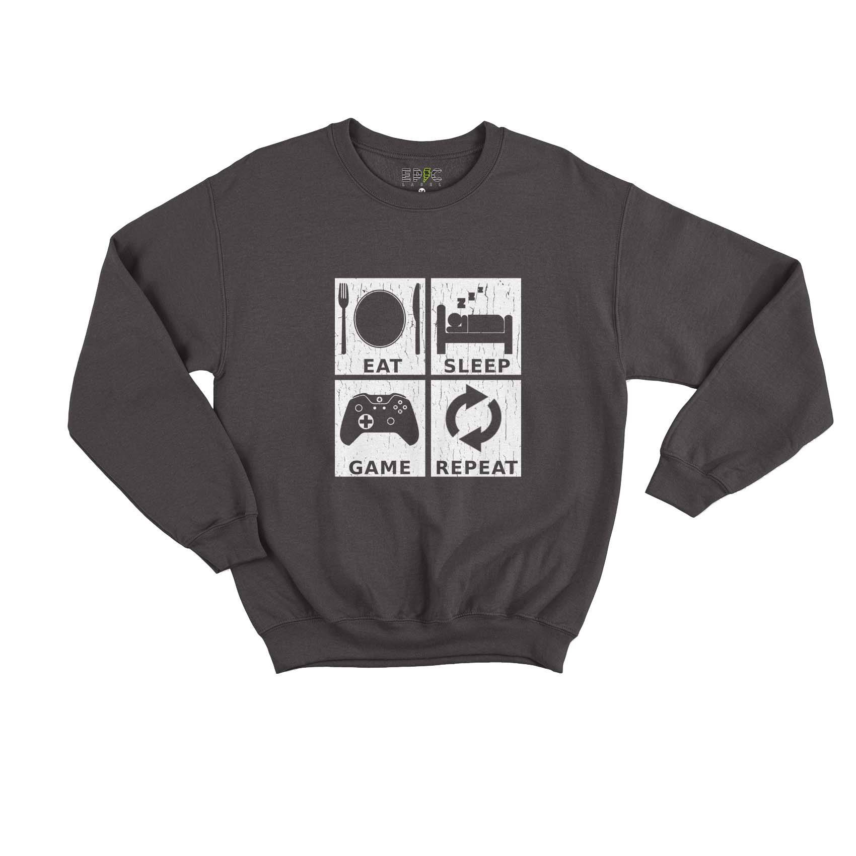 Epic Label Sweatshirt Eat Sleep Game Repeat Design Sweat Enfant