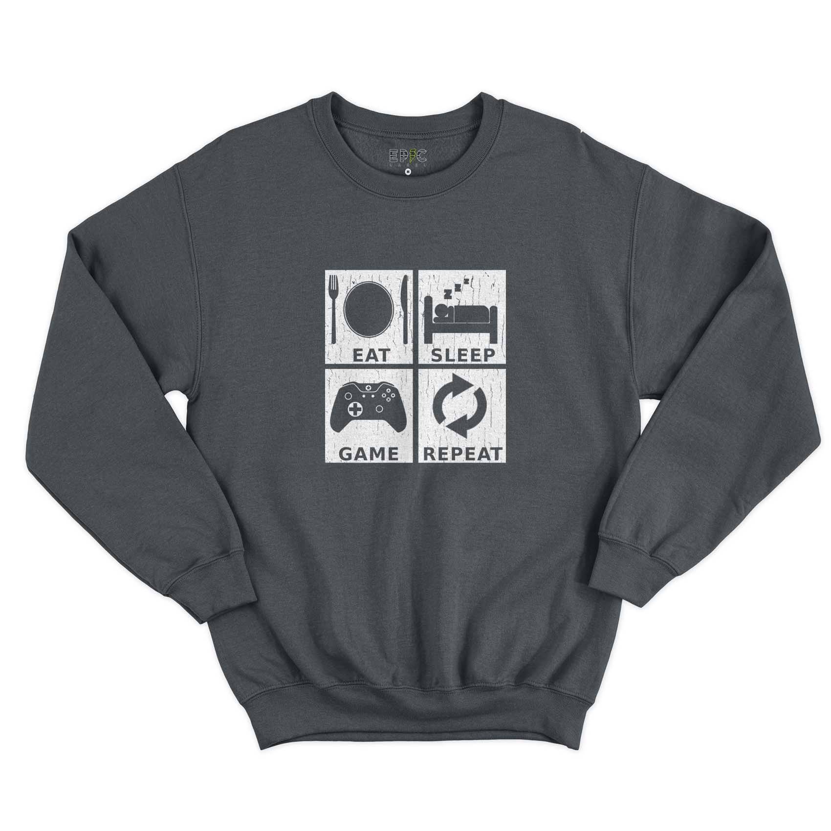 Epic Label Sweatshirt Eat Sleep Game Repeat Design Sweat-shirt Pour Homme