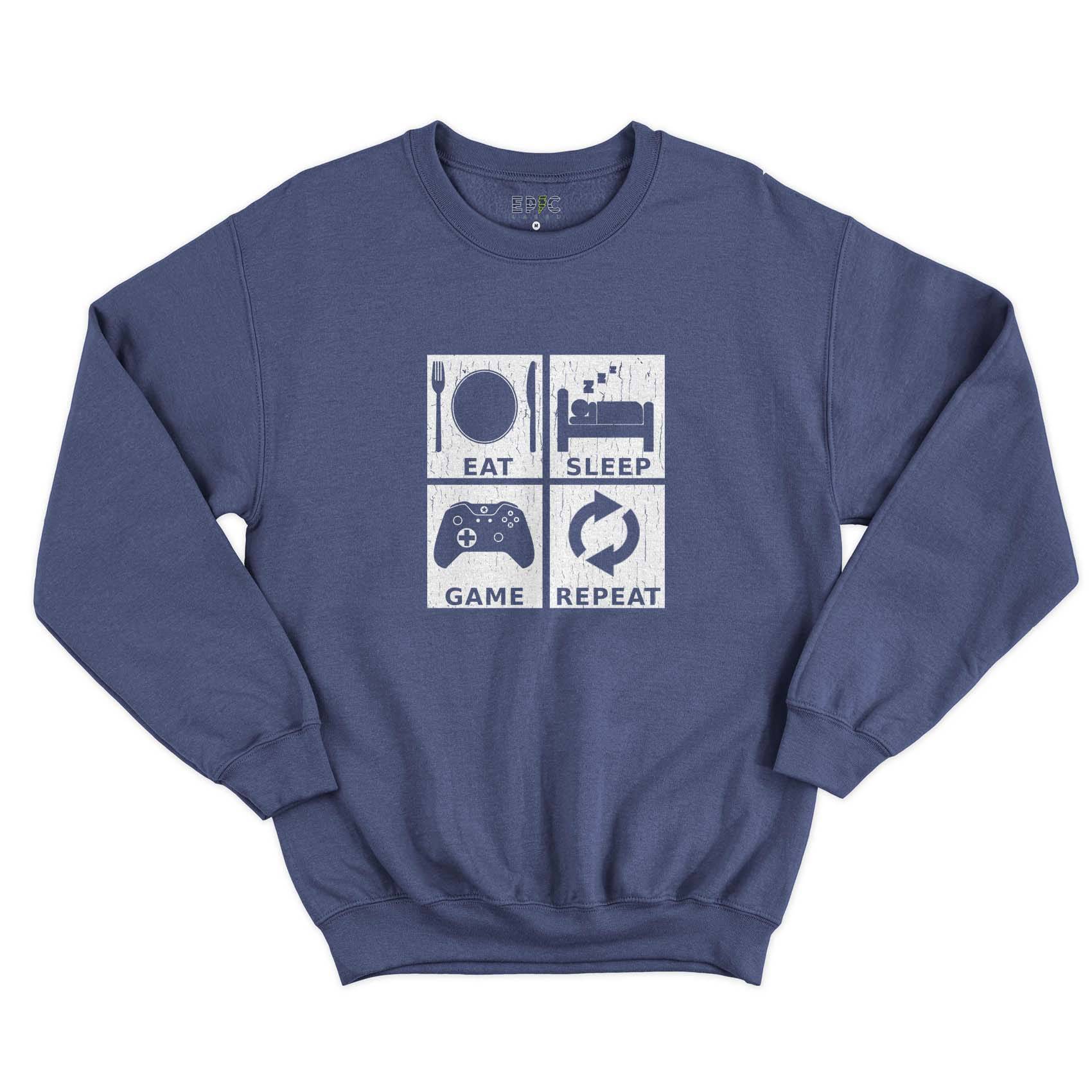 Epic Label Sweatshirt Eat Sleep Game Repeat Design Sweat-shirt Pour Homme