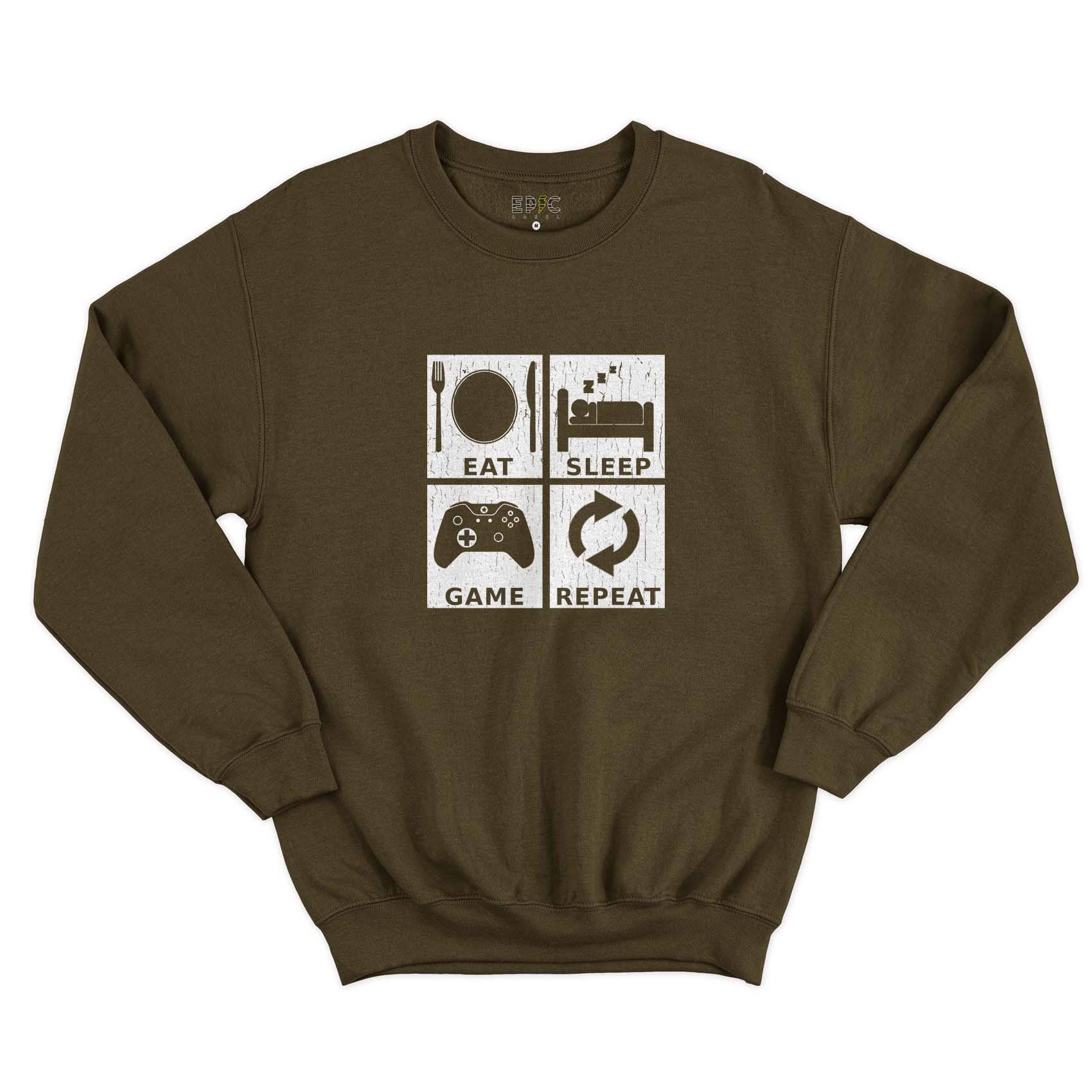 Epic Label Sweatshirt Eat Sleep Game Repeat Design Sweat-shirt Pour Homme