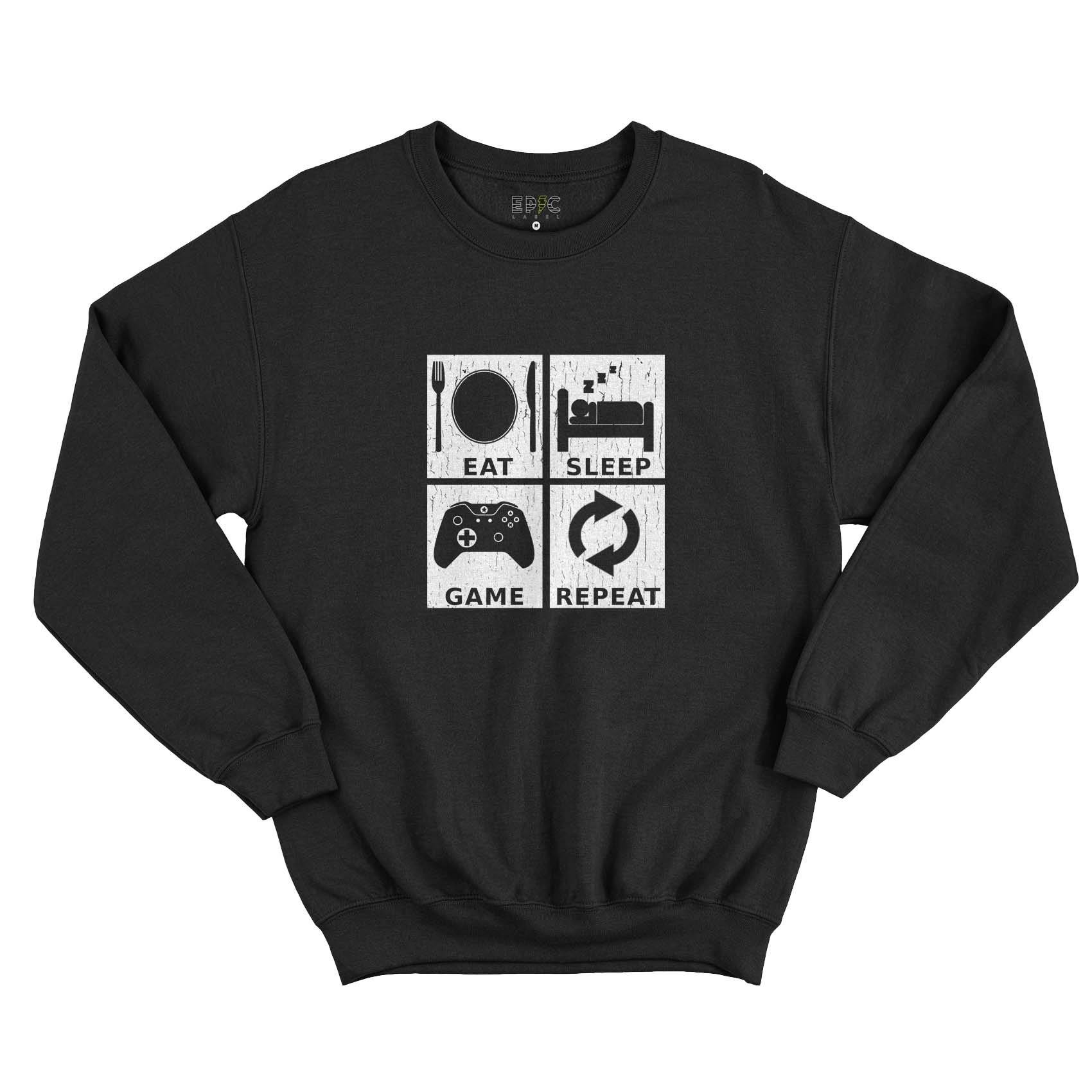 Epic Label Sweatshirt Eat Sleep Game Repeat Design Sweat-shirt Pour Homme