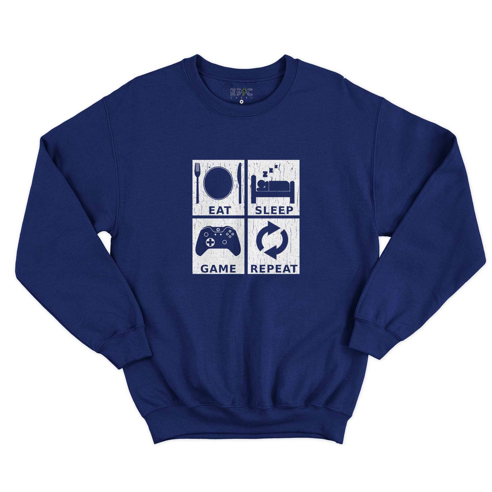 Epic Label Sweatshirt Eat Sleep Game Repeat Design Sweat-shirt Pour Homme