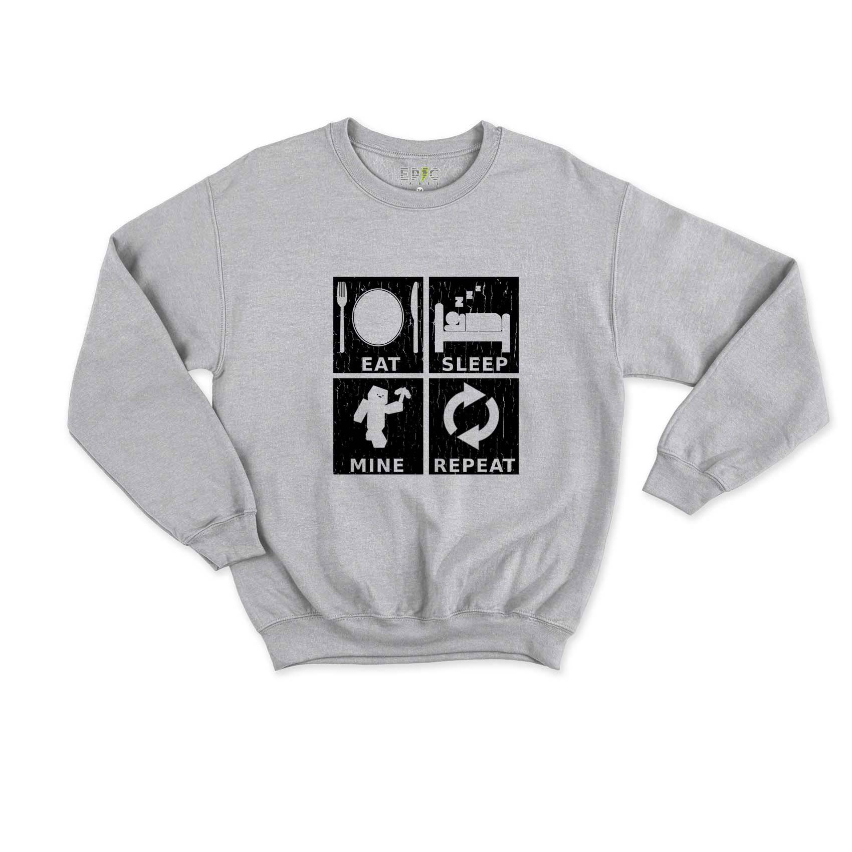 Epic Label Sweatshirt Eat Sleep Mine Repeat Vintage Sweat Enfant