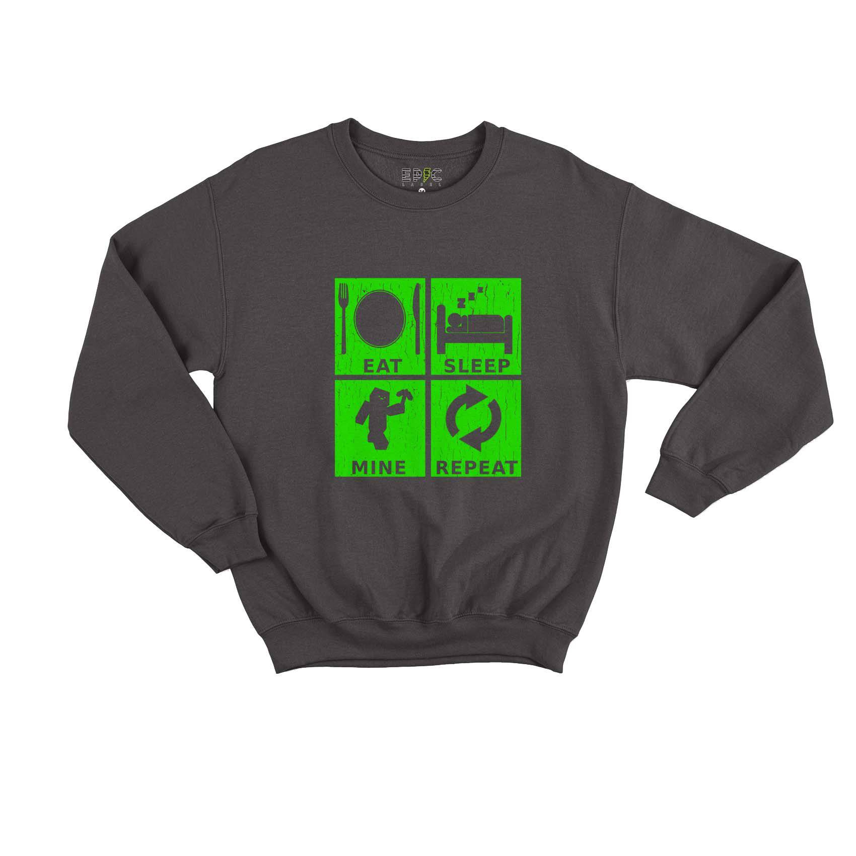 Epic Label Sweatshirt Eat Sleep Mine Repeat Vintage Sweat Enfant