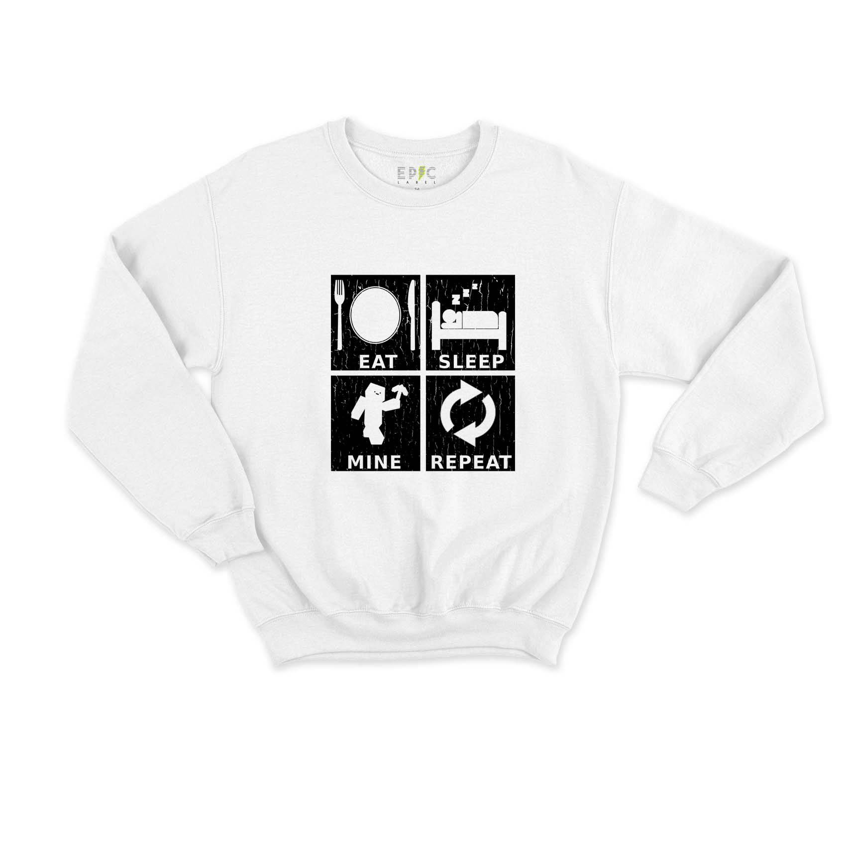 Epic Label Sweatshirt Eat Sleep Mine Repeat Vintage Sweat Enfant